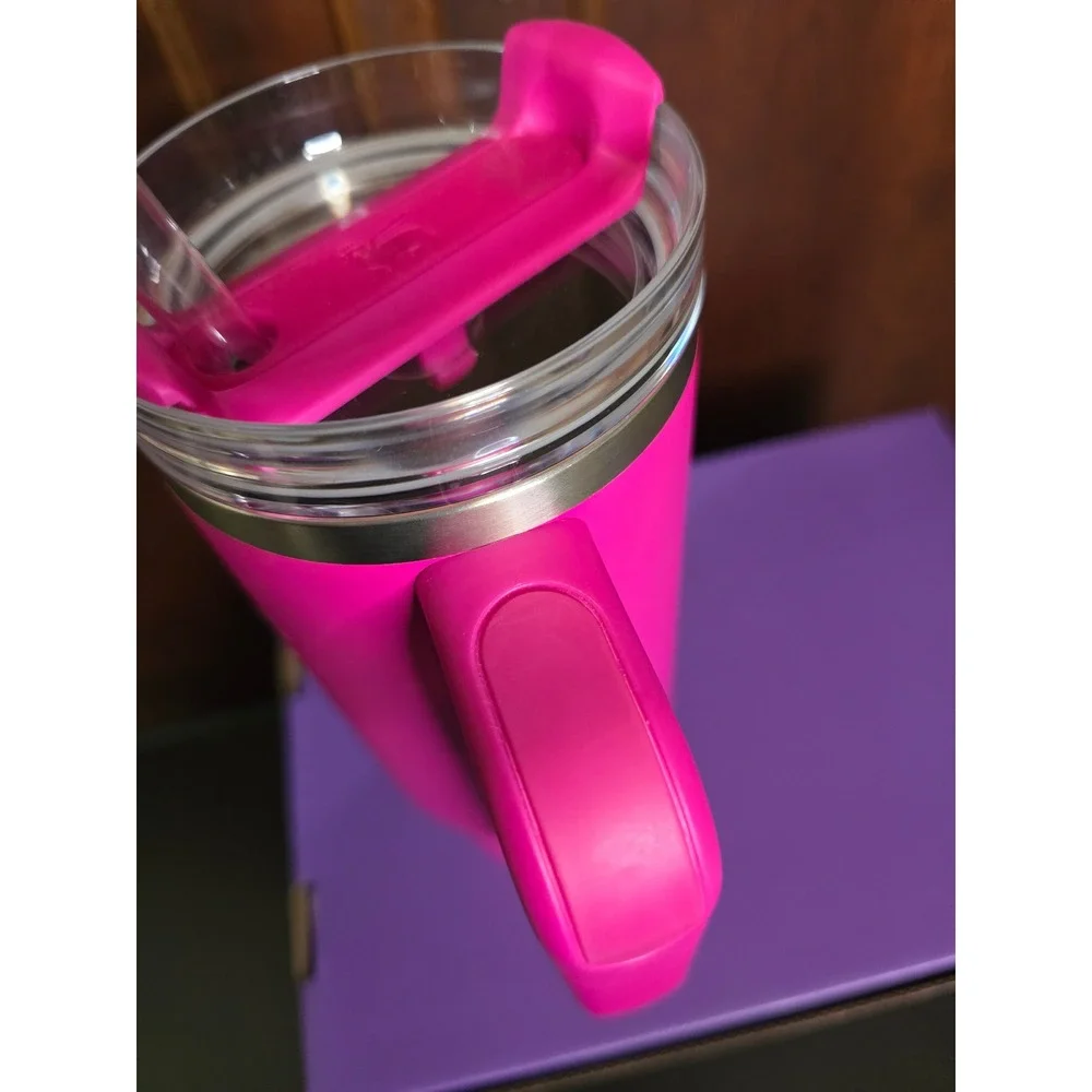 Stanley Quencher H2.0 FlowState Tumbler 30oz Camelia Pink Stainless Steel Mug - Picture 6 of 8